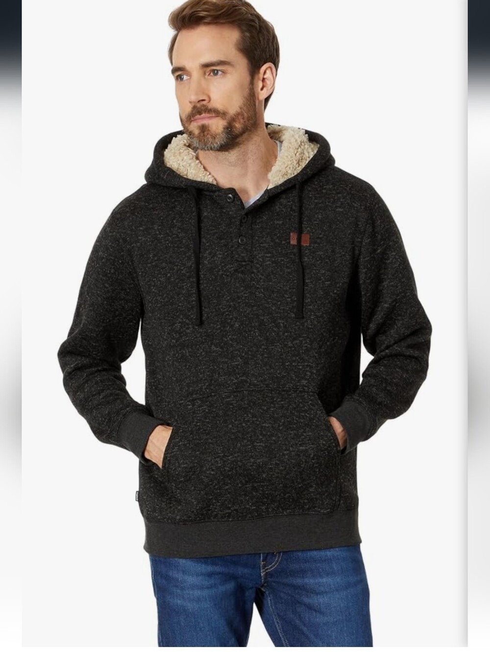 O'Neill Renzo Sherpa Lined Hoodie Dark Gray Heathered Men's Standard Size L